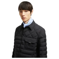 Schwarze Daunenhemdjacke mit Stretch