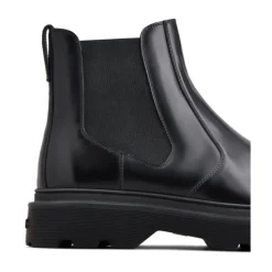 Schwarze elastische Seiteneinsatzstiefel