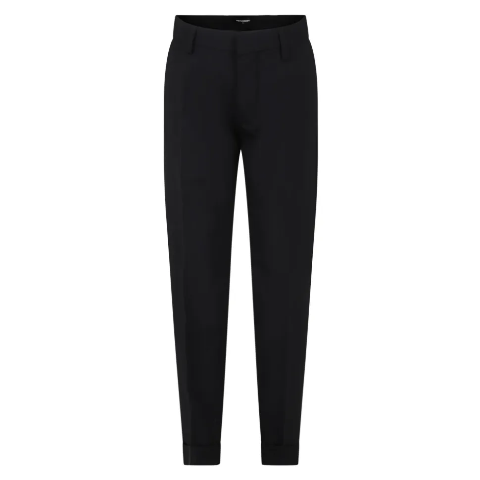 Schwarze elegante Hose mit Metalllogo
