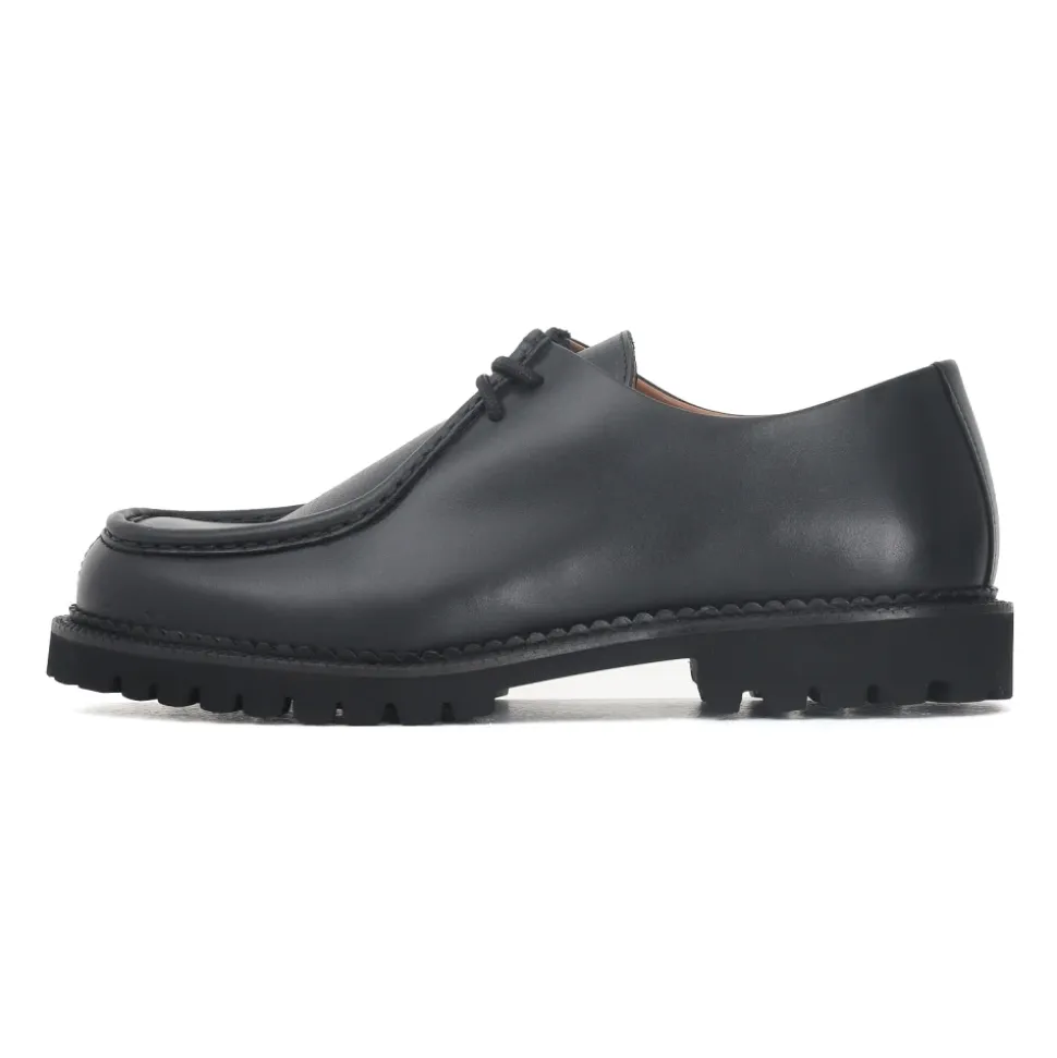 Schwarze flache Schuhe MOC-TOE vielseitiges Leder