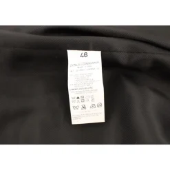 Schwarze Gestreifte Woll Seiden Kleid Weste