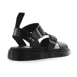 Schwarze gewachste Ledersandale mit Riemen