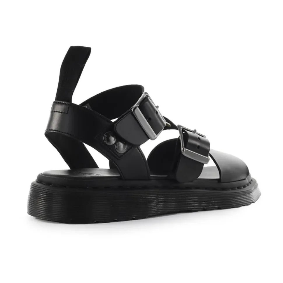 Schwarze gewachste Ledersandale mit Riemen