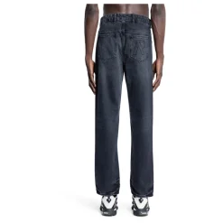 Schwarze Gewaschene Denim Straight Leg Jeans
