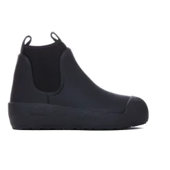 Schwarze gummierte Kalbsstiefel