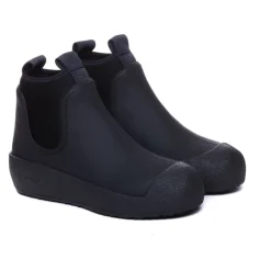 Schwarze gummierte Kalbsstiefel