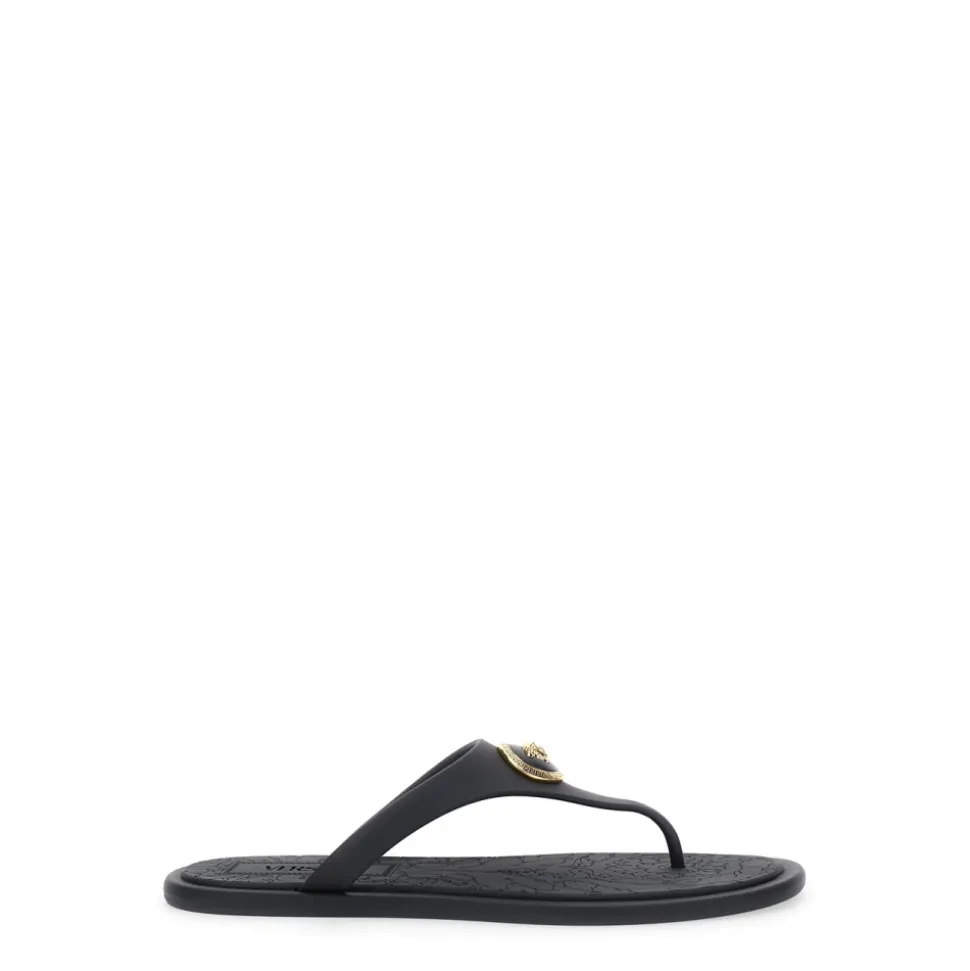 Schwarze Gummislider Sandalen