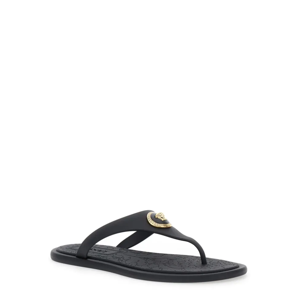 Schwarze Gummislider Sandalen