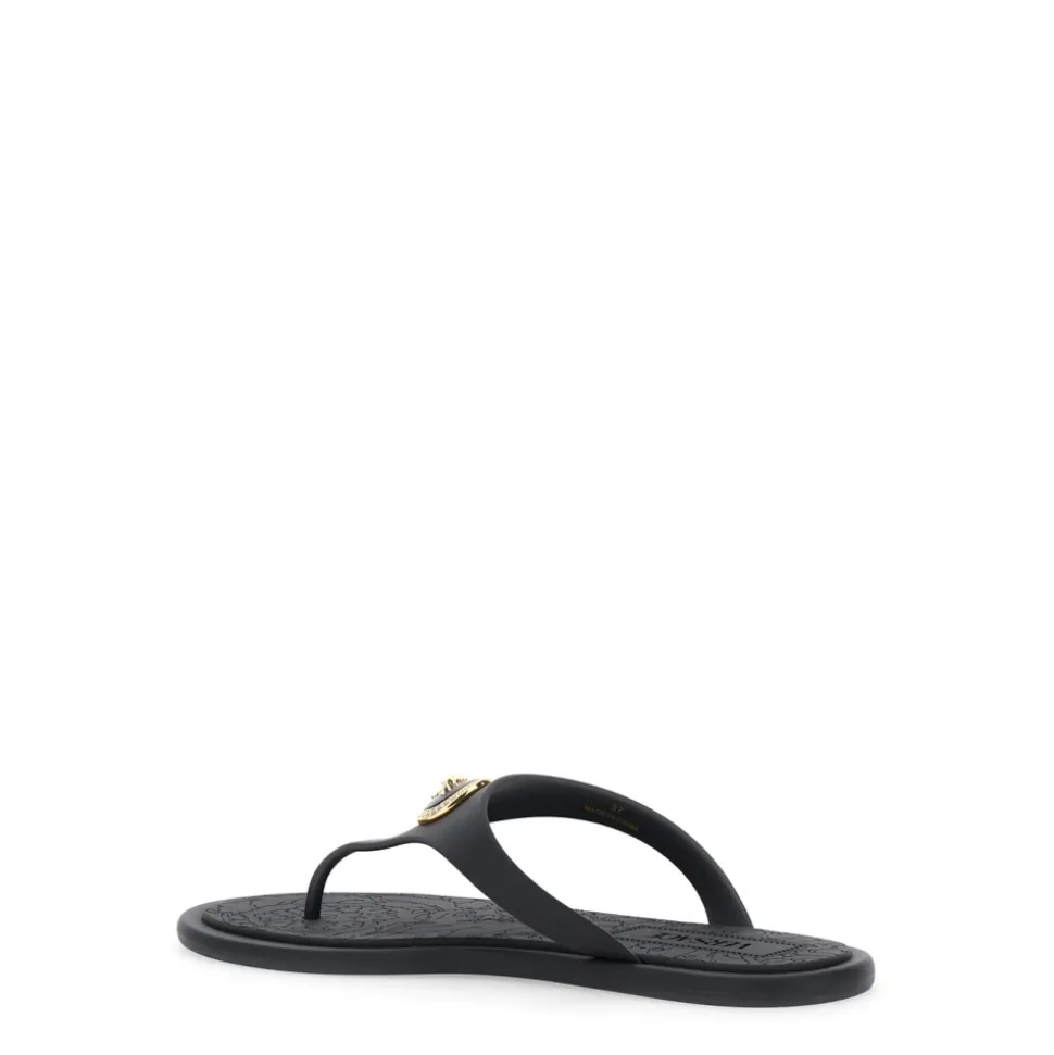 Schwarze Gummislider Sandalen