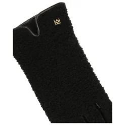 Schwarze Handschuhe aus Leder und Imitat-Lammfell