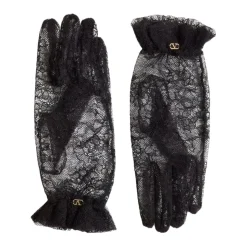 Schwarze Handschuhe mit Metal VLogo-Detail