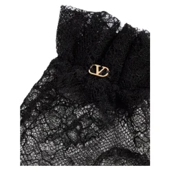 Schwarze Handschuhe mit Metal VLogo-Detail