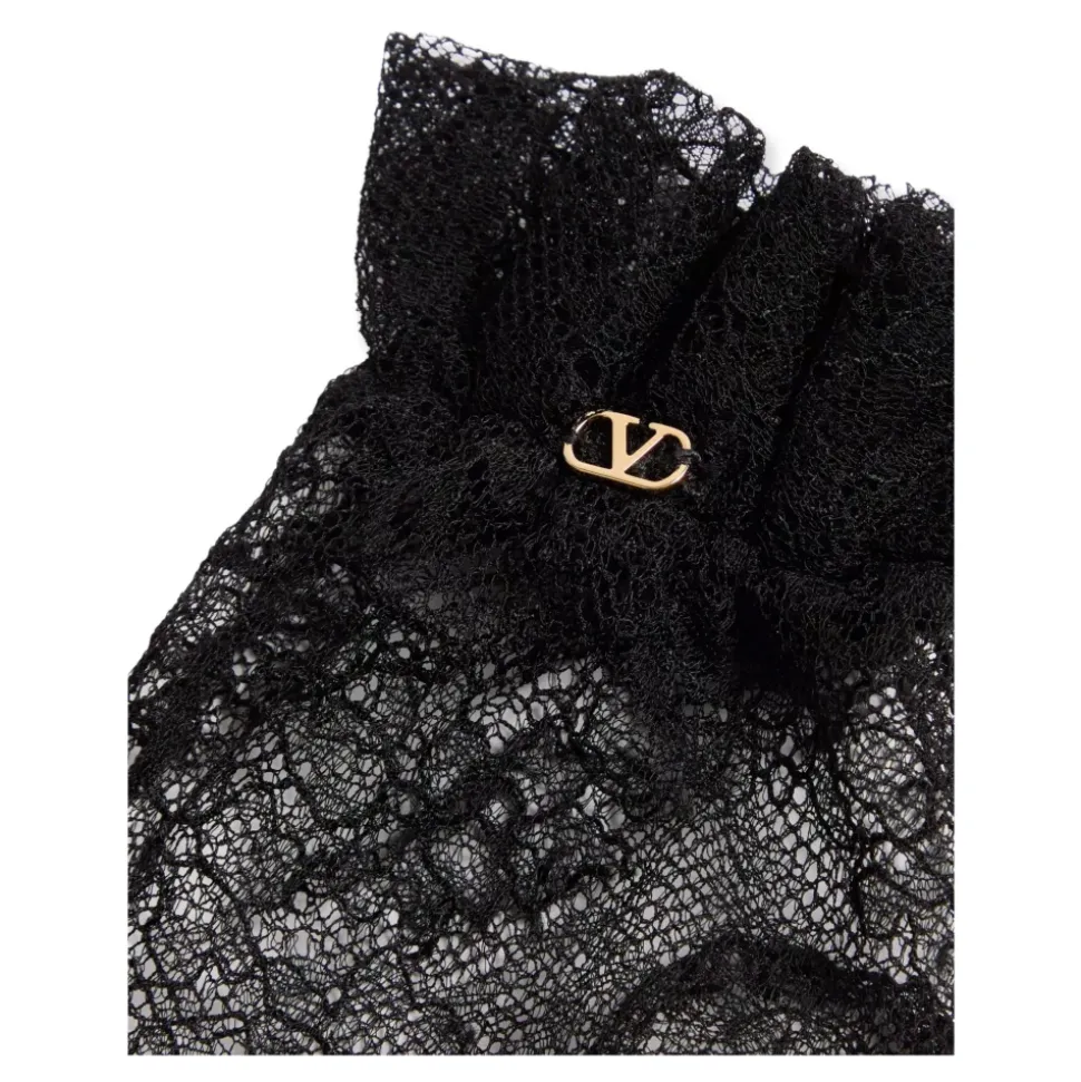Schwarze Handschuhe mit Metal VLogo-Detail