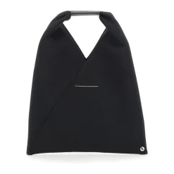 Schwarze Handtasche mit Einzelstich-Logo