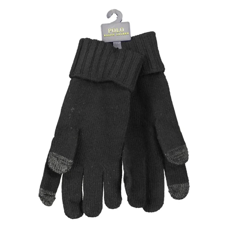 Schwarze Herren Bestickte Logo-Handschuhe