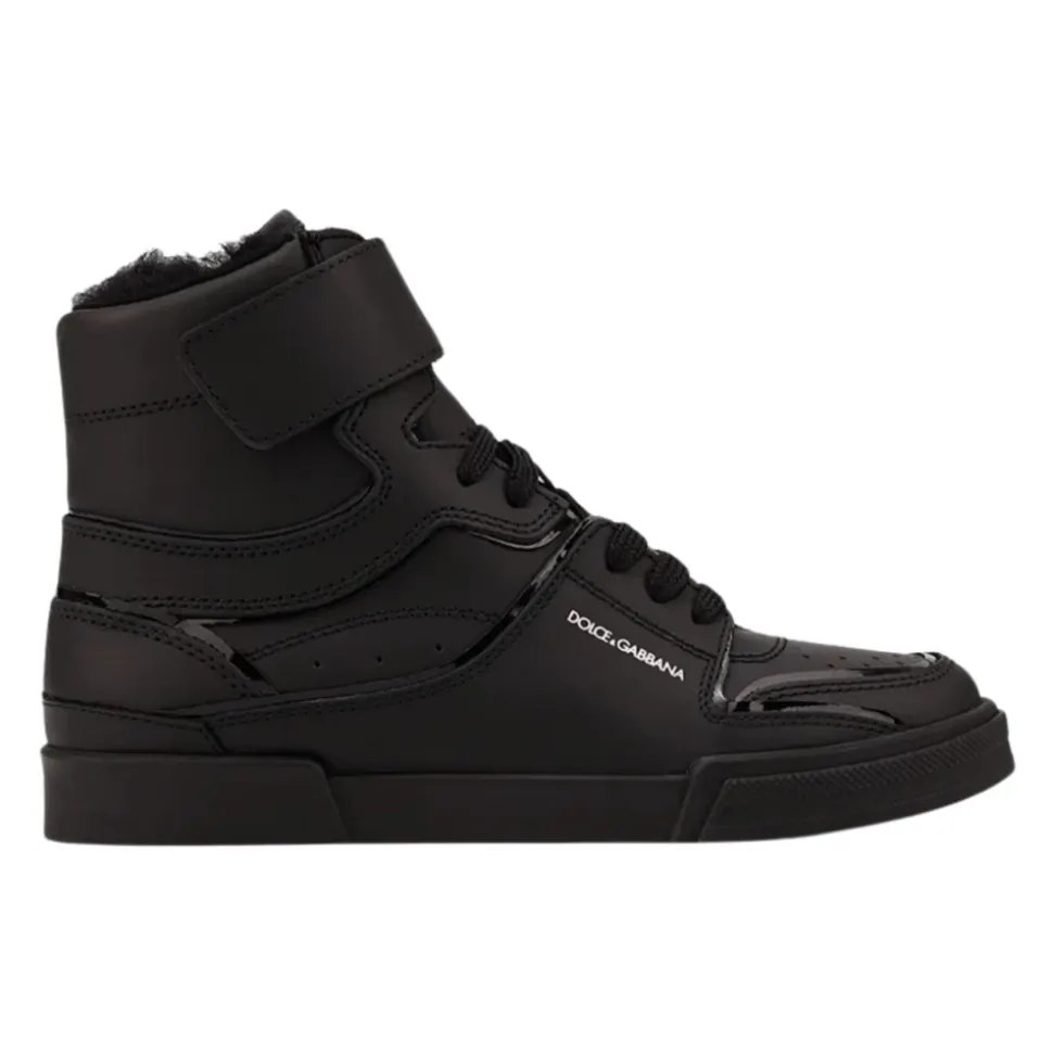 Schwarze High-Top-Sneakers aus Leder