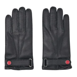 Schwarze Hirschlederhandschuhe mit Kaschmirfutter