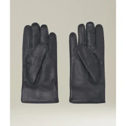 Schwarze Hirschlederhandschuhe mit Kaschmirfutter
