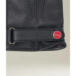 Schwarze Hirschlederhandschuhe mit Kaschmirfutter