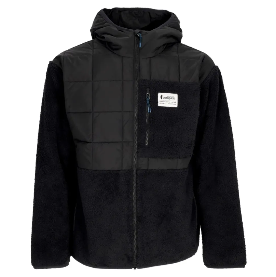 Schwarze Hybrid-Kapuzenjacke mit Sherpa-Isolierung