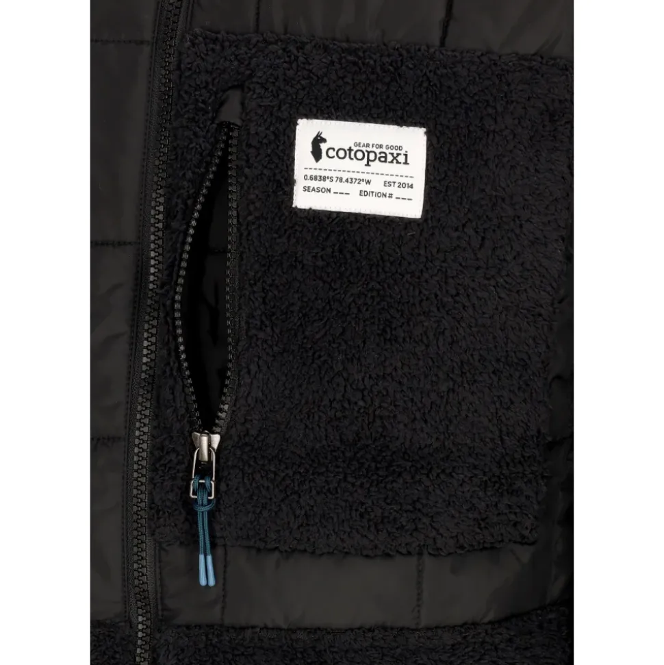 Schwarze Hybrid-Kapuzenjacke mit Sherpa-Isolierung