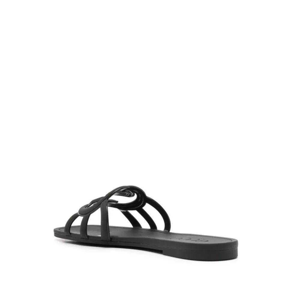 Schwarze Interlocking G Logo Sandalen