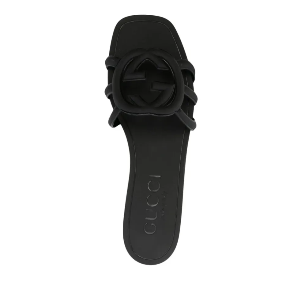 Schwarze Interlocking G Logo Sandalen