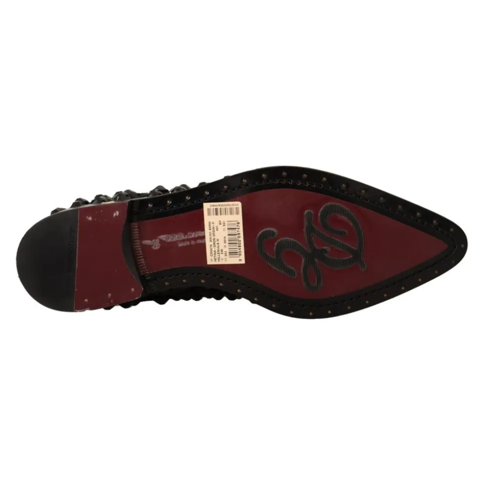 Schwarze Juwelen Schnürschuhe