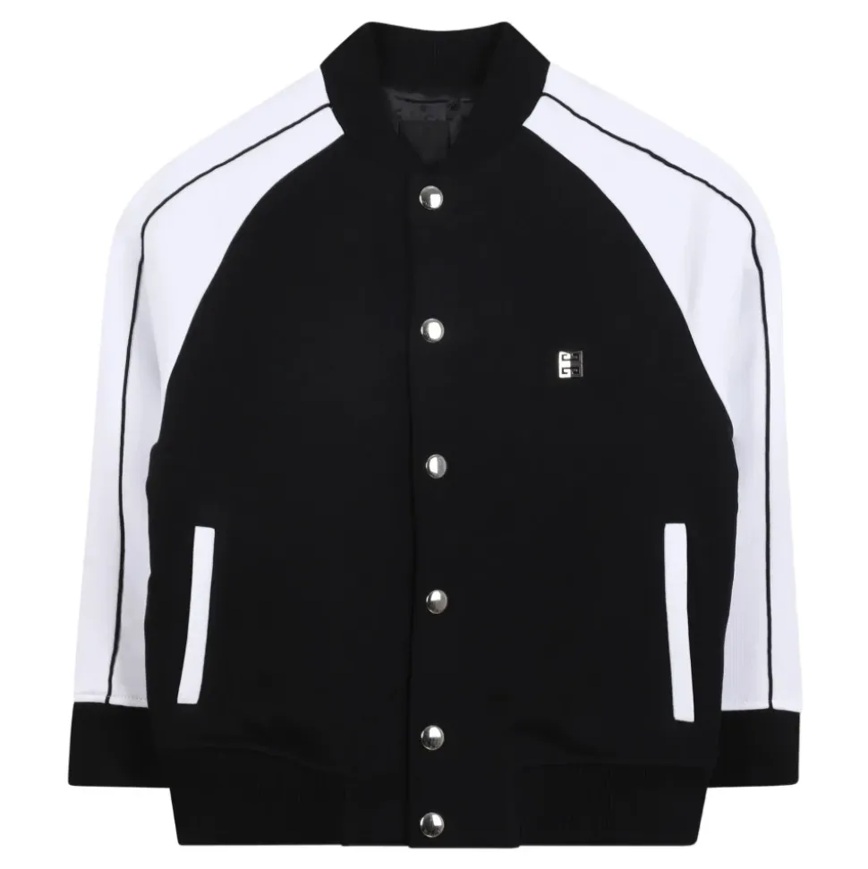 Schwarze Kinderjacke mit weißem Kontrast