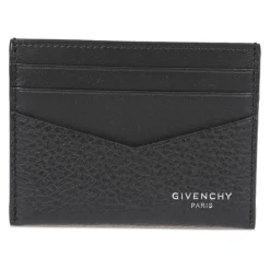 Schwarze Korn-Kalbsleder Kartenhalter Brieftasche