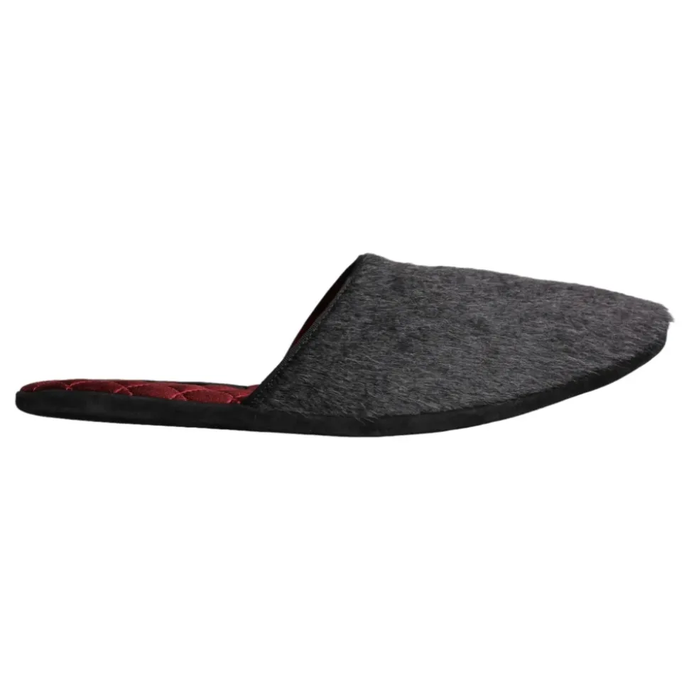 Schwarze Kunstfell Slip On Schuhe