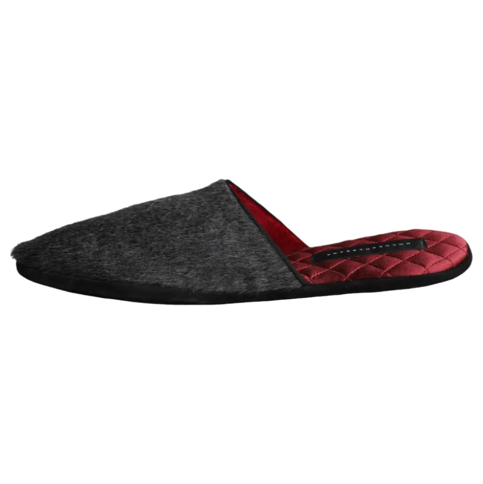 Schwarze Kunstfell Slip On Schuhe