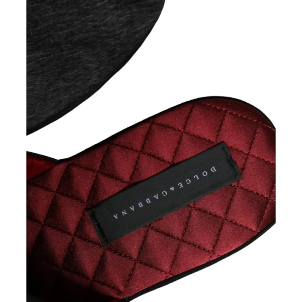 Schwarze Kunstfell Slip On Schuhe