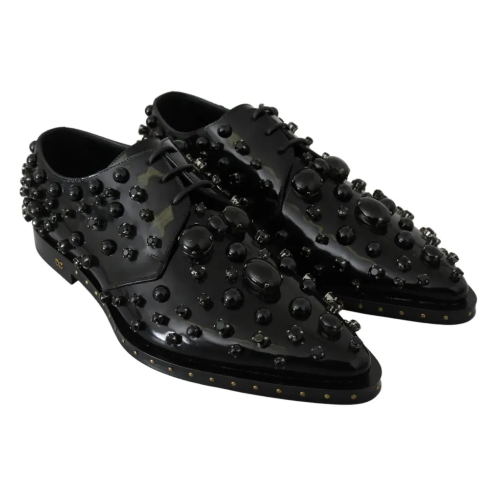 Schwarze Lackleder Schnürschuhe