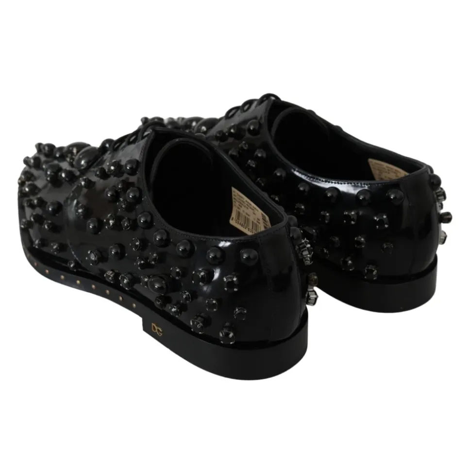 Schwarze Lackleder Schnürschuhe