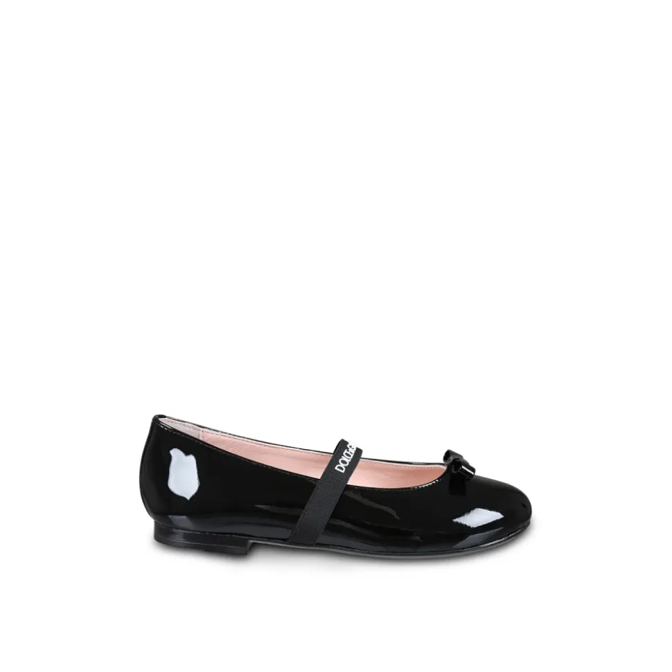 Schwarze Lackleder-Ballerinas