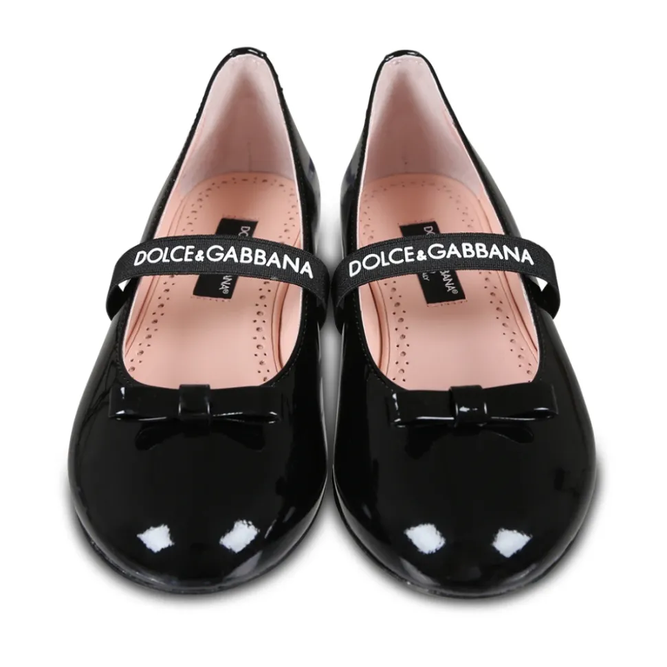 Schwarze Lackleder-Ballerinas