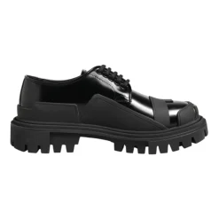 Schwarze Lackleder-Derby-Kleidschuhe