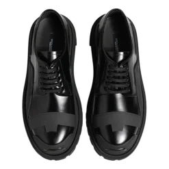 Schwarze Lackleder-Derby-Kleidschuhe