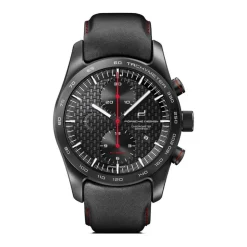 Schwarze Leder Automatik Chronograph Uhr