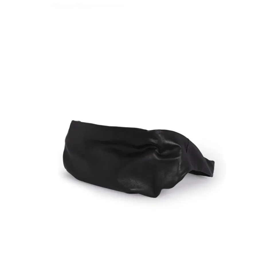 Schwarze Leder Bauchtasche