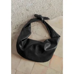 Schwarze Leder Bauchtasche