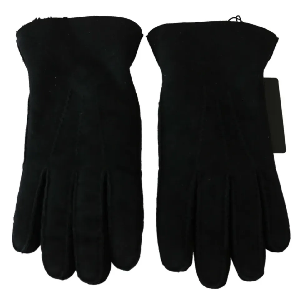 Schwarze Leder Bikerhandschuhe für Herren
