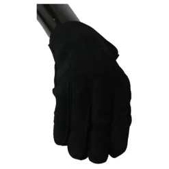 Schwarze Leder Bikerhandschuhe für Herren