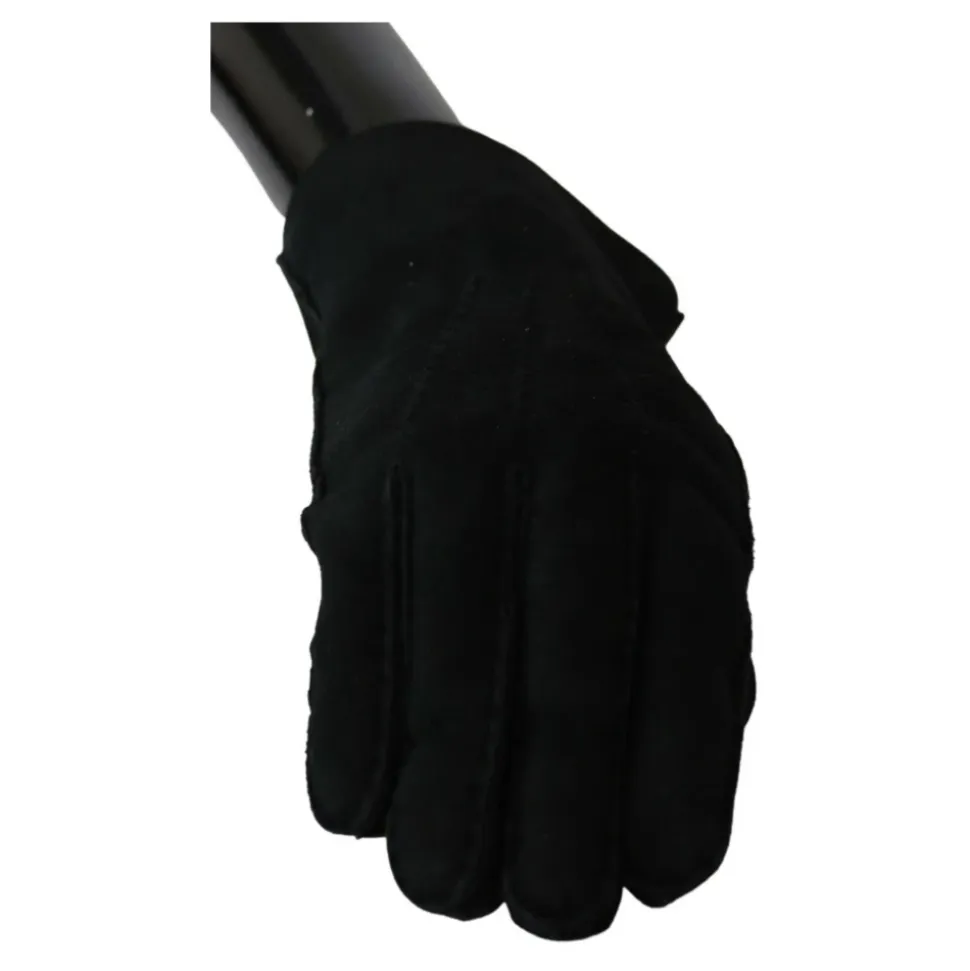 Schwarze Leder Bikerhandschuhe für Herren