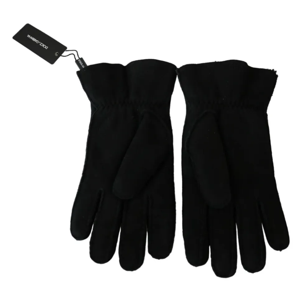 Schwarze Leder Bikerhandschuhe für Herren