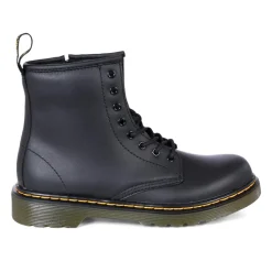 Schwarze Leder Bikerstiefel mit Gelben Nähten
