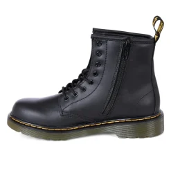 Schwarze Leder Bikerstiefel mit Gelben Nähten