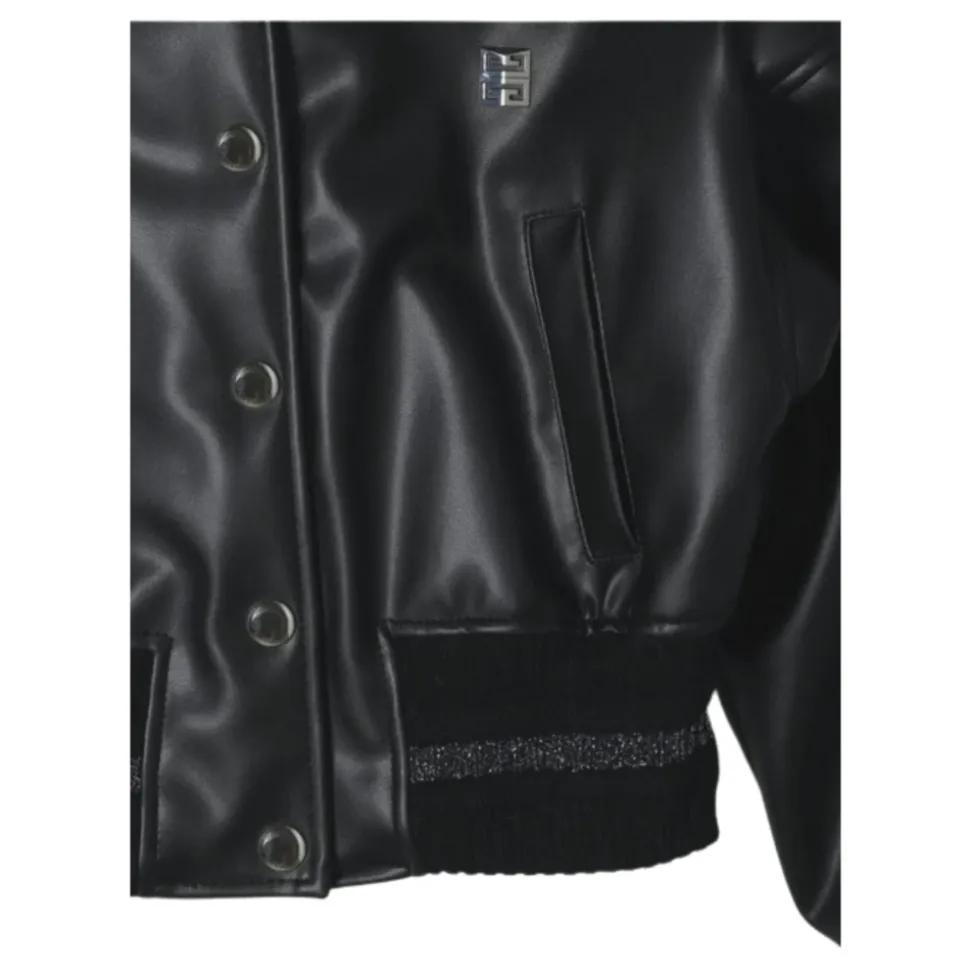 Schwarze Leder Bomberjacke