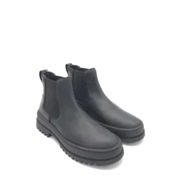 Schwarze Leder Chelsea Stiefel
